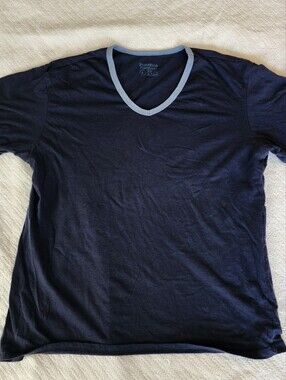 Perry Ellis Portfolio Navy Blue Ringer Crewneck Pajama Loungewear T-Shirt L